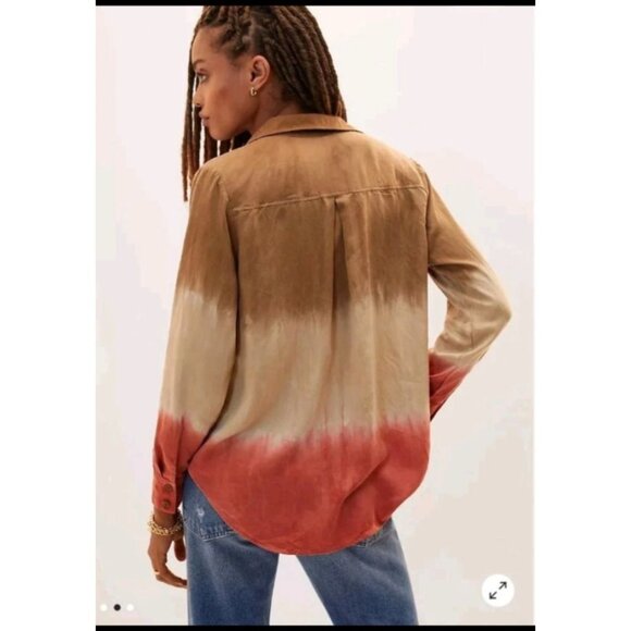 Anthropologie Cloth & Stone ombre shirt earthy natural - Picture 2 of 7